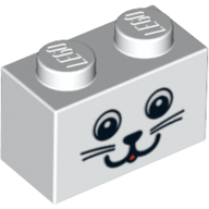 Brick 1 x 2 with Animal Face Print (White)