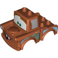 Duplo Car Body 2 Top Studs Truck with Cars Tow Mater Print (Dark Orange)