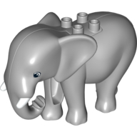 Duplo Animal Elephant, Adult, Stationary Head with Molded Tusks, Rectangle Eyes (Light Bluish Gray)