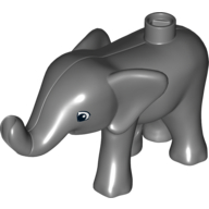 Duplo Animal Elephant Baby Walking, Left Front Foot Forward (Dark Bluish Gray)