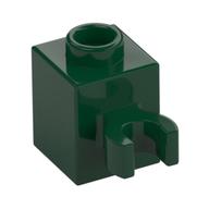 Brick Special 1 x 1 with Clip Vertical [Open O Clip, Hollow Stud] (Dark Green)