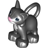 Duplo Animal Cat / Kitten Solid with White Chest and Mouth Print (Black)