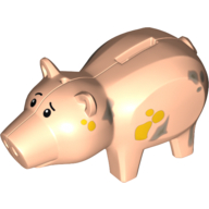 Animal, Pig with Coin Plug Hole, with Eyes and Dirt Print (Light Nougat)