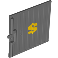Door Sliding - Type 1 with Yellow Dollar Sign Print (Dark Bluish Gray)