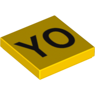 Tile 2 x 2 with Black 'YO' Print (Yellow)