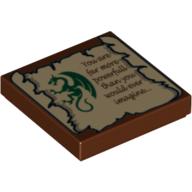 Tile 2 x 2 with Dragon and Scroll with 'You are far more powerfull than you would ever imagine...' Print (Reddish Brown)