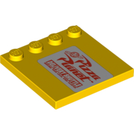 Plate Special 4 x 4, Studs on One Edge with Pizza Planet Sign Print Right of Studs (Yellow)