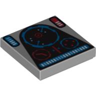 Tile 2 x 2 with Flight Controls Print (Light Bluish Gray)