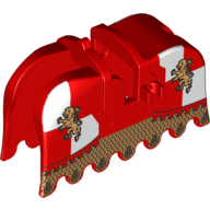 Animal / Creature Accessory, Horse Barding with Gold Lions and Gold Chain Mail Print (Red)