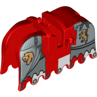 Animal / Creature Accessory, Horse Barding with Gold Lions and Silver Plate Armor Print (Red)