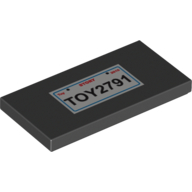 Tile 2 x 4 with White License Plate with 'TOY2791' Print (Black)