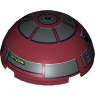 Dome Hemisphere 4 x 4 with R4-P17 Astromech Droid Print (Dark Red)