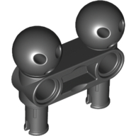 Large Figure Connector, Perpendicular 3L with 2 Pins and 2 Ball Joints (Black)