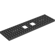 Vehicle Base, Train 6 x 24 with Two 2 x 2 Openings and 3 Round Holes Each End (Black)