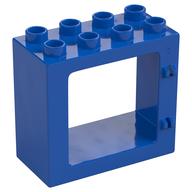 Duplo Door / Window Frame Flat Front Surface, Completely Open Back (Blue)