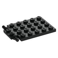 Plate Special 4 x 6 with Trap Door Hinge [Long Pins] (Black)