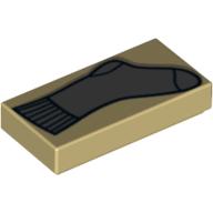 Tile 1 x 2 with Sock Print (Tan)