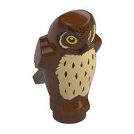 Animal, Bird, Owl Small - Large Yellow Eyes and Tan Chest Print (Reddish Brown)