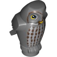 Animal, Bird, Owl Small, Angular Features with Yellow Eyes and Light Bluish Gray Vertical Chest Feathers Print (Dark Bluish Gray)