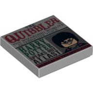 Tile 2 x 2 with Newspaper 'THE QUIBBLER' Print (Light Bluish Gray)