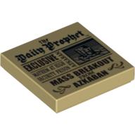 Tile 2 x 2 with Newspaper 'Daily Prophet' 'Mass Breakout from Azkaban' Print (Tan)