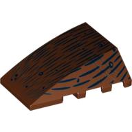 Brick Wedged, Curved 4 x 4 No Top Studs with Black Lines Print (Spider Abdomen) (Reddish Brown)