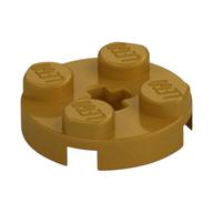 Plate Round 2 x 2 with Axle Hole Type 1 (+ Opening) (Pearl Gold)