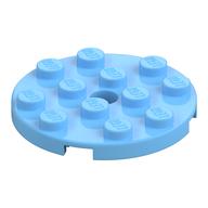 Plate Round 4 x 4 with Pin Hole (Bright Light Blue)