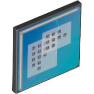 Road Sign Clip-on 2 x 2 Square - Square with Curved Blue Lines and Small Black Squares Print (Black)