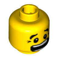 Minifig Head, Eyebrows, Pupils, Brown Chin Dimple / Mouth Open Scared, Brown Crow's Feet Print (Yellow)
