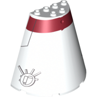 Cone Half 8 x 4 x 6 with Dark Red Stripe Tantive Bridge Bottom Print (White)
