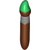 Equipment Paint Brush with Silver Ring and Green Tip Print (Reddish Brown)