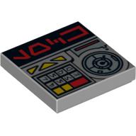 Tile 2 x 2 with Alien Characters and Key Controls Print (Light Bluish Gray)