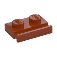 Plate Special 1 x 2 with Door Rail (Dark Orange)