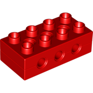 Duplo Technic Brick 2 x 4 with 3 Holes (Red)