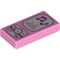 Tile 1 x 2 with Cell Phone / Music Player Print (Bright Pink)