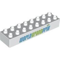 Duplo Brick 2 x 8 with 'WORLD GRAND PRIX' Print (White)