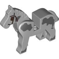 Animal, Horse, Movable Head, Piebald with Dark Bluish Gray Spots and Blinkers Print (Light Bluish Gray)