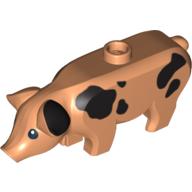 Animal, Pig, Large with Black Spots and Ear Print (Nougat)
