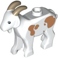 Animal, Goat with Dark Tan Horns and Medium Nougat Spots Print (White)