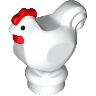 Animal, Chicken with Black Eyes and Red Comb Print (White)