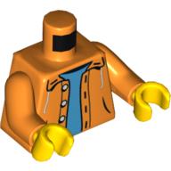 Torso Jacket with Hood over Light Blue Sweater Print, Orange Arms, Yellow Hands (Orange)
