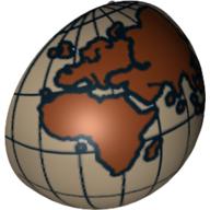 Dome Hemisphere 2 x 2 with Cutout with Reddish Brown Europe, Africa, Asia, Australia Globe Print (Dark Tan)