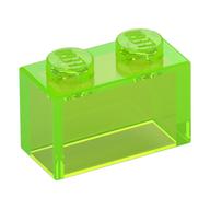 Brick 1 x 2 without Bottom Tube (Trans-Bright Green)