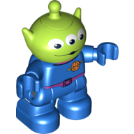 Duplo Figure Alien Head with 3 Eyes, Blue Legs, Arms, and Hands, Purple Belt and Buckle Print (Toy Story Alien) (Blue)