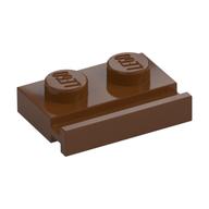 Plate Special 1 x 2 with Door Rail (Reddish Brown)