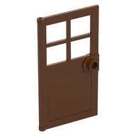 Door 1 x 4 x 6 with 4 Panes and Stud Handle (Reddish Brown)