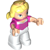 Duplo Figure Long Wavy Hair, Crown, Sleeping Beauty (Dark Pink)