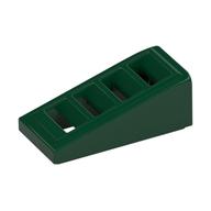 Brick Sloped 18° 2 x 1 x 2/3 with 4 Slots / Grate (Dark Green)