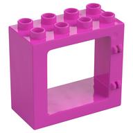 Duplo Door / Window Frame Flat Front Surface, Completely Open Back (Dark Pink)